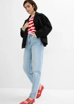 Mujer bonprix bonprix Vaqueros capri de talle alto con corte mom