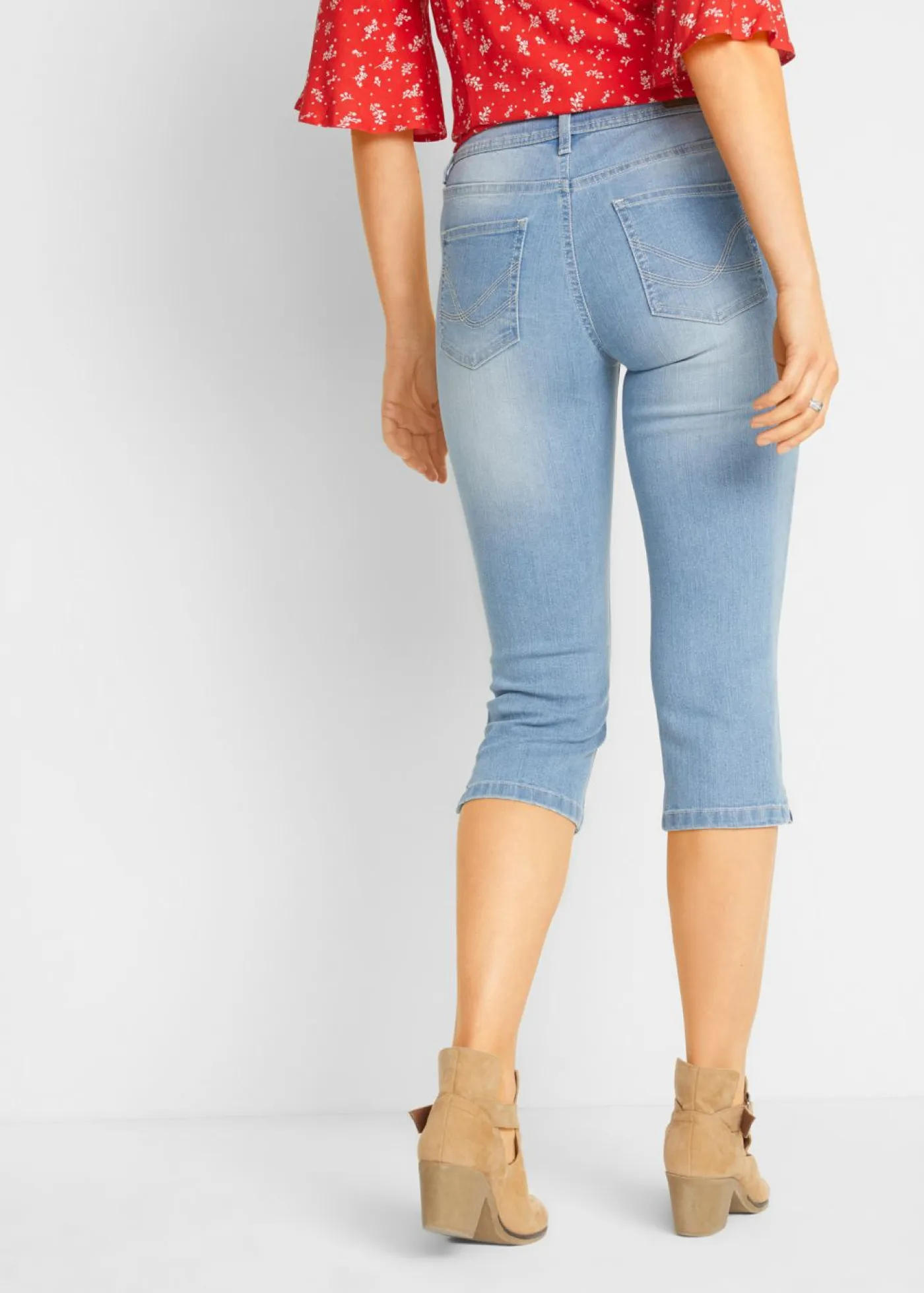 Mujer bonprix bonprix Vaqueros capri elásticos, cómodos, 2 unidades