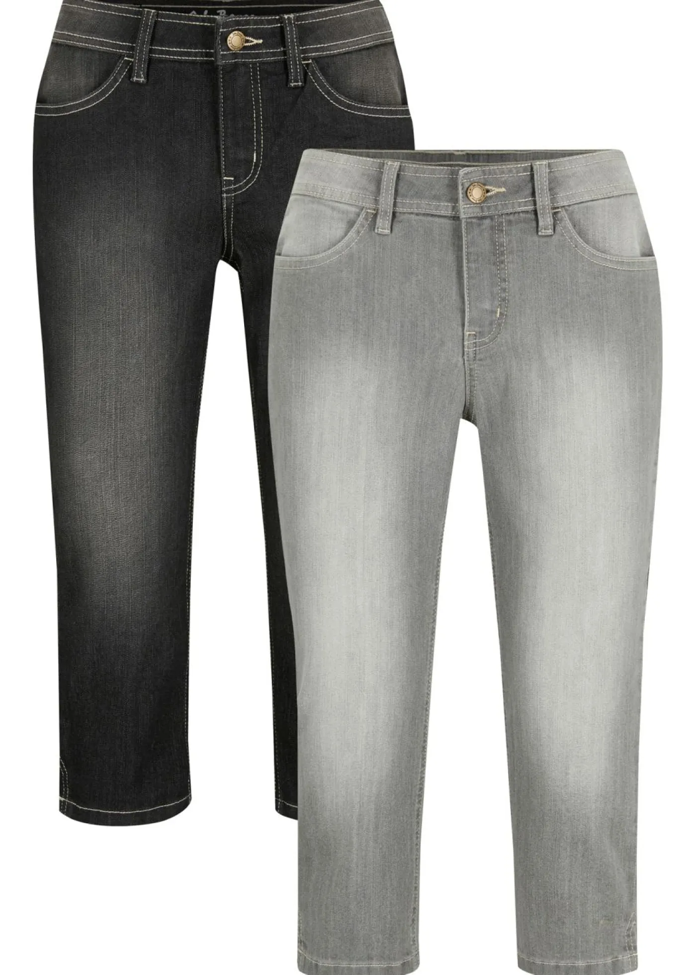 Mujer bonprix bonprix Vaqueros capri elásticos, cómodos, 2 unidades