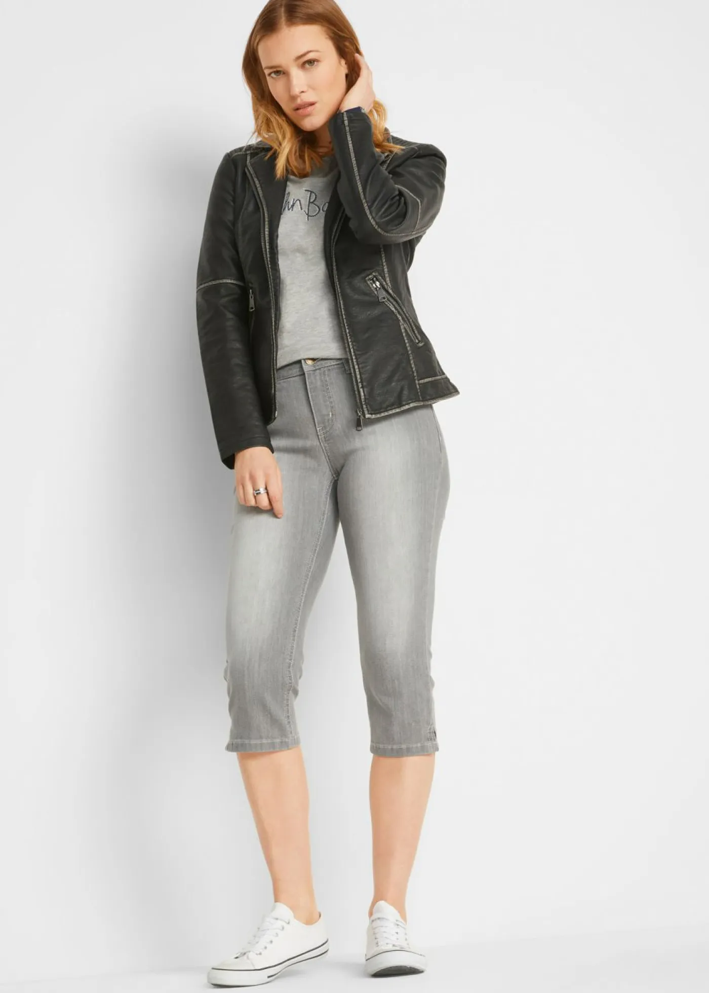 Mujer bonprix bonprix Vaqueros capri elásticos, cómodos, 2 unidades