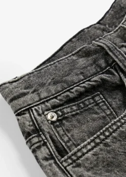 bonprix bonprix Ropa 9 A 16 Años·Jeans>Vaqueros cargo, loose fit, con cintura ajustable, straight Denim negro desgastado