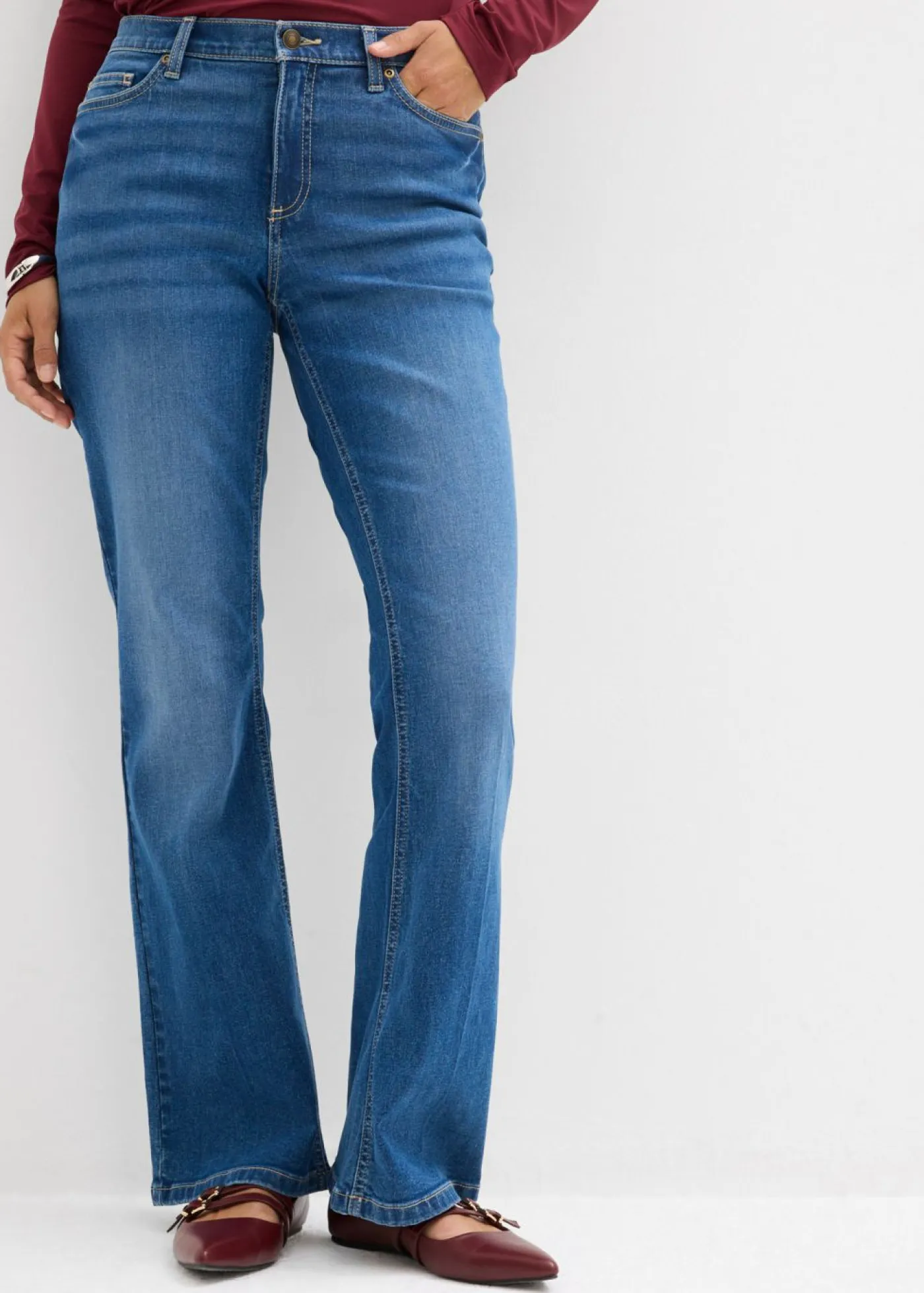 bonprix bonprix Vaqueros>Vaqueros con corte bootcut y talle medio denim medio usado