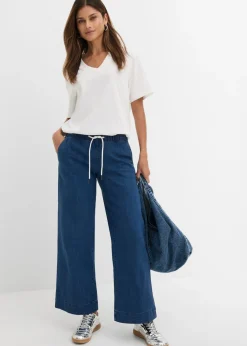 Mujer bonprix bonprix Vaqueros con pernera ancha, mid waist, elásticos