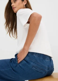 Mujer bonprix bonprix Vaqueros con pernera ancha, mid waist, elásticos