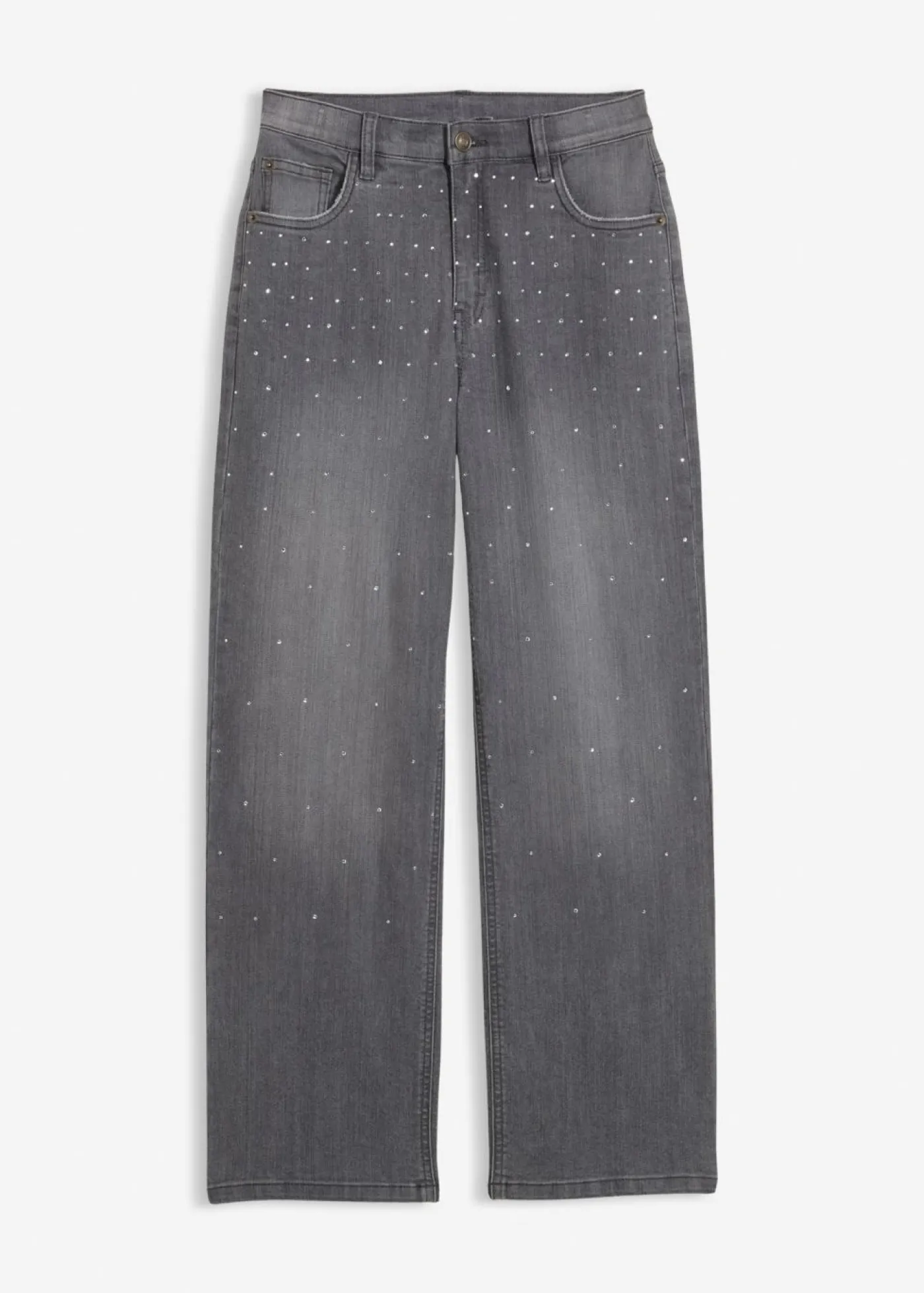 Niños bonprix bonprix Vaqueros con perneras anchas, piedras brillantes y talle medio