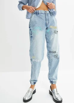 Mujer bonprix bonprix Vaqueros con talle medio, cinturilla cómoda y corte barrel