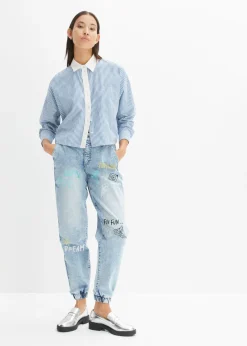 Mujer bonprix bonprix Vaqueros con talle medio, cinturilla cómoda y corte barrel