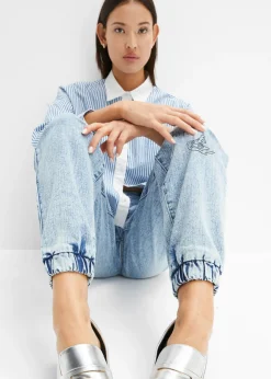 Mujer bonprix bonprix Vaqueros con talle medio, cinturilla cómoda y corte barrel