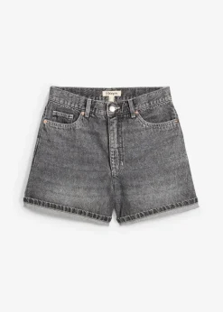 bonprix bonprix Shorts|Vaqueros>Vaqueros cortos poco elásticos con talle alto negro denim usado