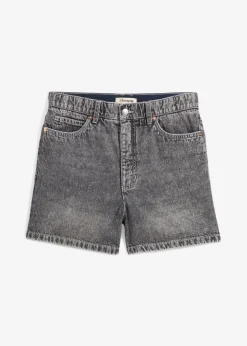 bonprix bonprix Shorts|Vaqueros>Vaqueros cortos poco elásticos con talle alto negro denim usado