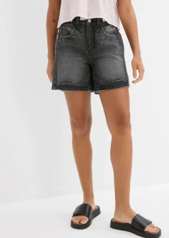 bonprix bonprix Shorts|Vaqueros>Vaqueros cortos poco elásticos con talle medio negro denim usado