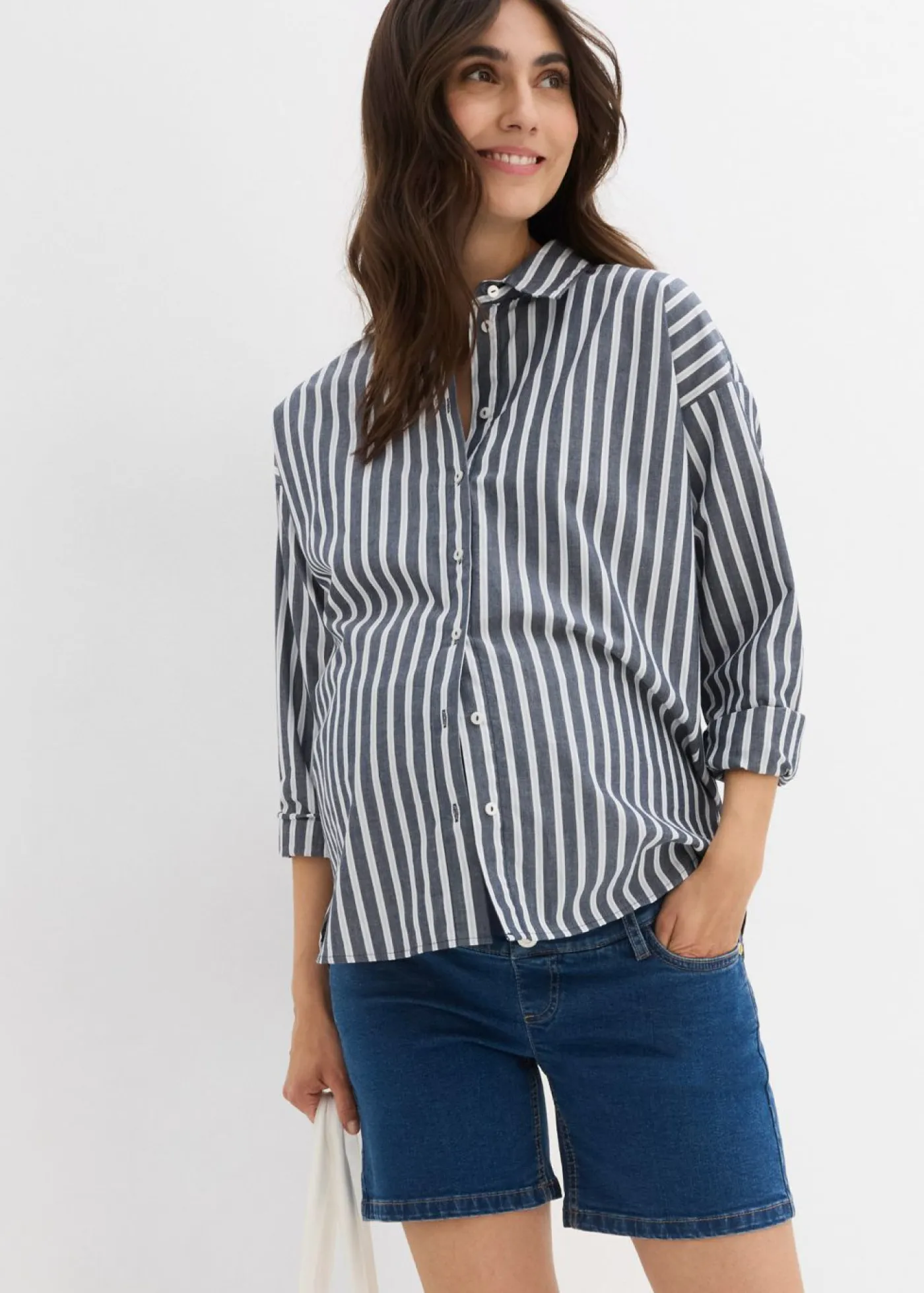 Mujer bonprix bonprix Vaqueros cortos premamá de denim elástico de algodón