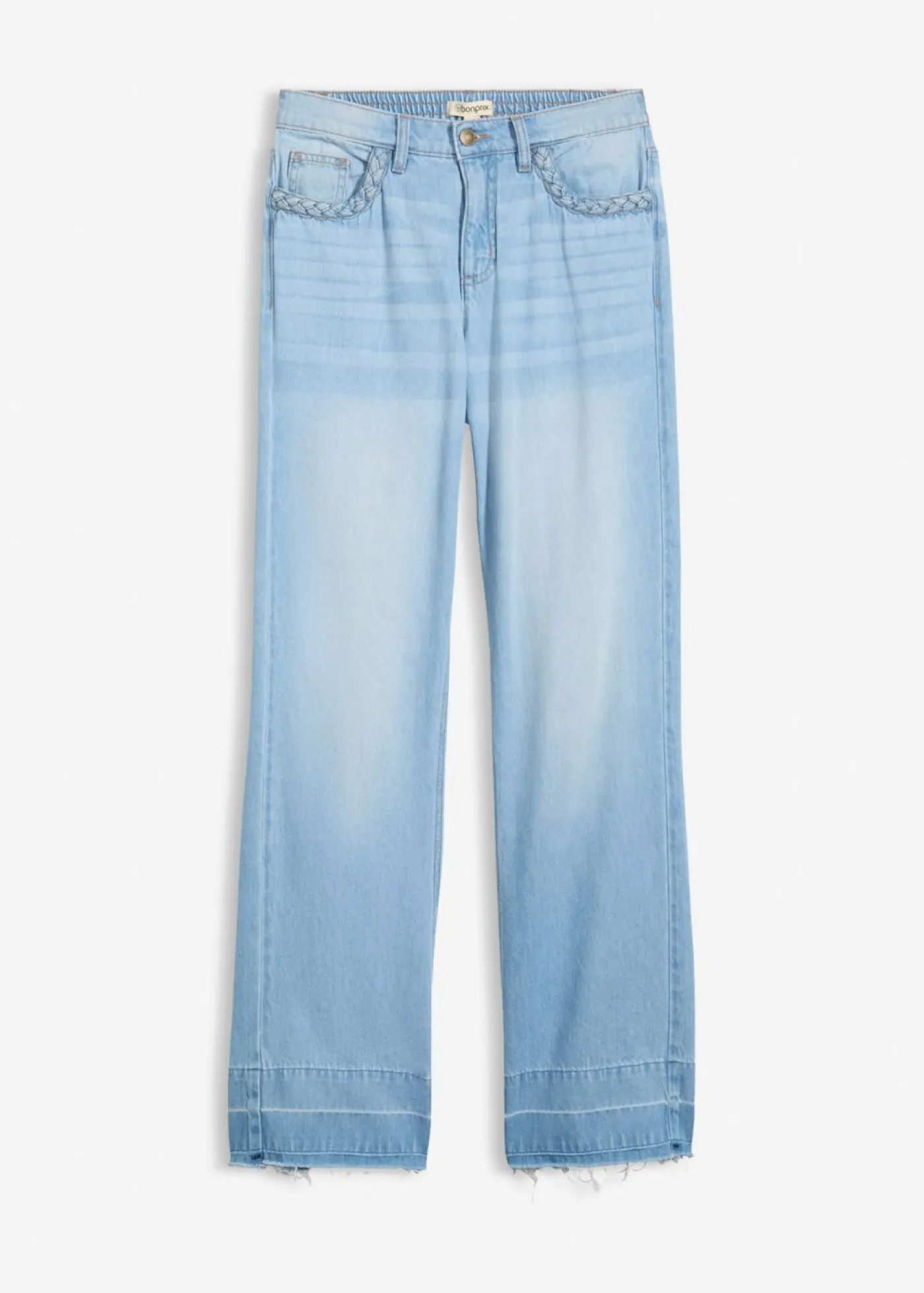 Mujer bonprix bonprix Vaqueros de algodón con talle media y perneras anchas