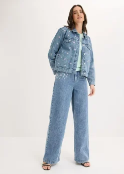 Mujer bonprix bonprix Vaqueros de algodón con talle medio y perneras anchas