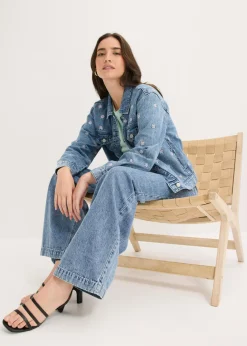 Mujer bonprix bonprix Vaqueros de algodón con talle medio y perneras anchas