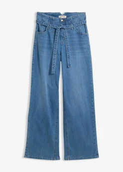 bonprix bonprix Vaqueros>Vaqueros de algodón orgánico con perneras recta y talle alto azul claro denim usado