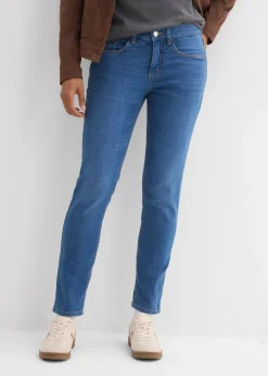 bonprix bonprix Vaqueros>Vaqueros de algodón orgánico con corte slim y talle medio Azul piedra usado