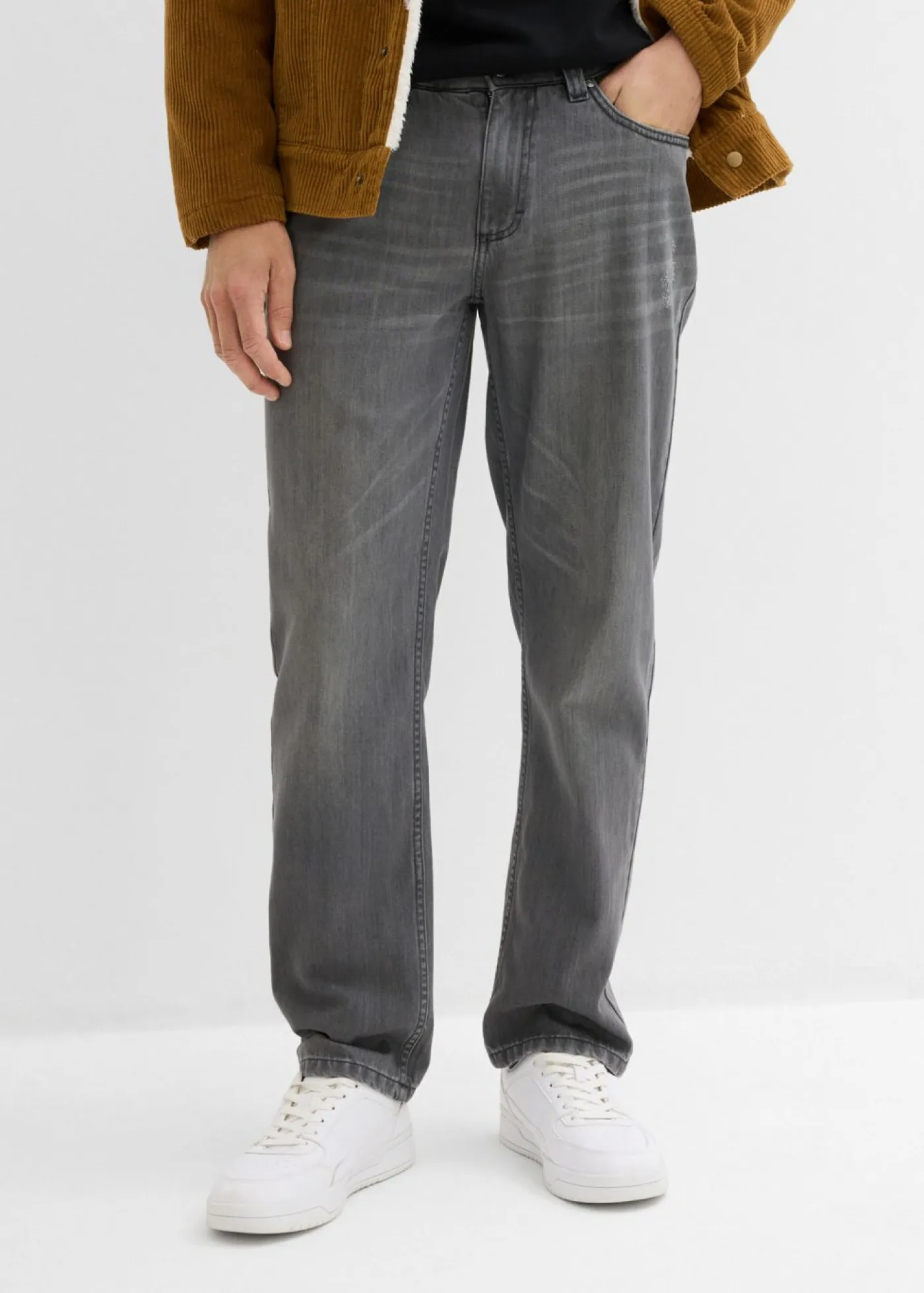 bonprix bonprix Vaqueros>Vaqueros de algodón puro con corte regular, cinturilla cómoda y diseño recto denim gris