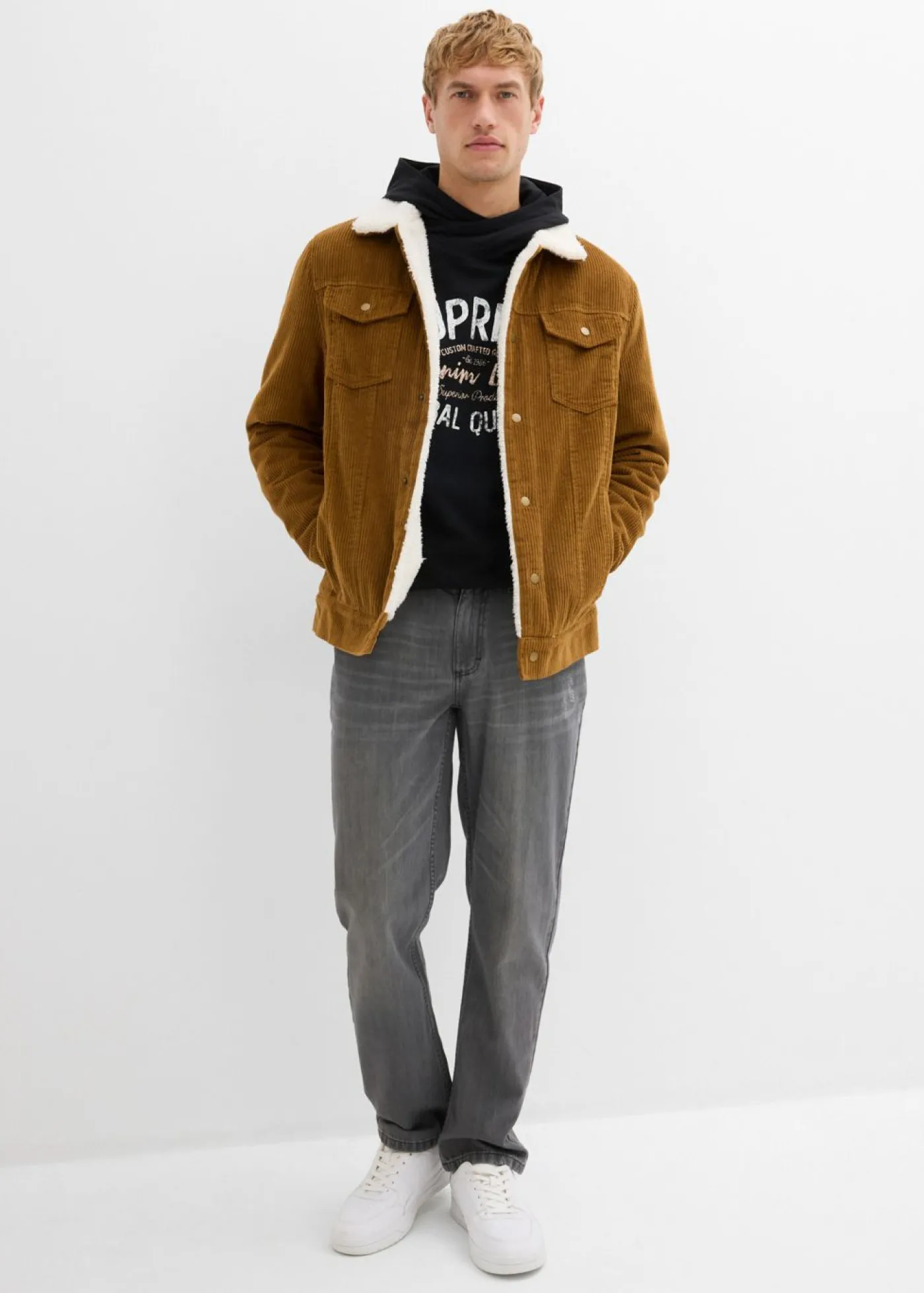 bonprix bonprix Vaqueros>Vaqueros de algodón puro con corte regular, cinturilla cómoda y diseño recto denim gris