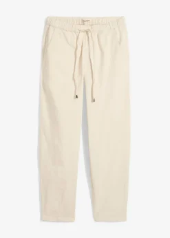 bonprix bonprix Vaqueros>Vaqueros de corte barrel, mid waist, cintura cómoda Beige natural