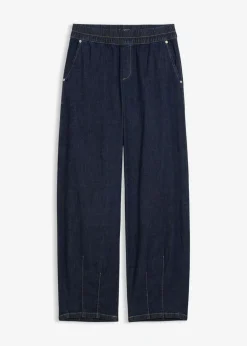 bonprix bonprix Vaqueros>Vaqueros de corte barrel con talle medio y cintura cómoda Azul oscuro denim
