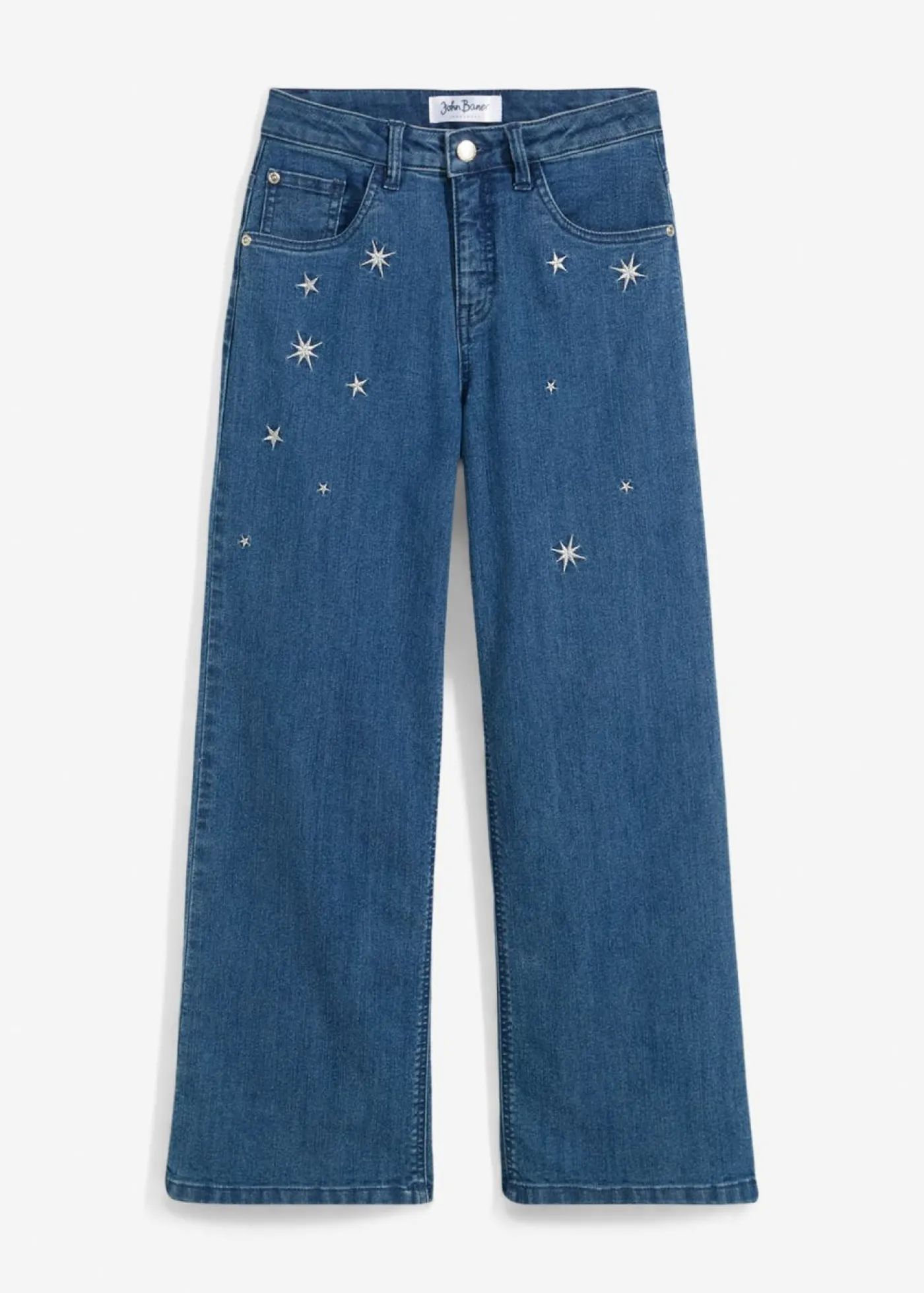 bonprix bonprix Ropa 9 A 16 Años·Jeans>Vaqueros de niña con bordado, wide leg Denim