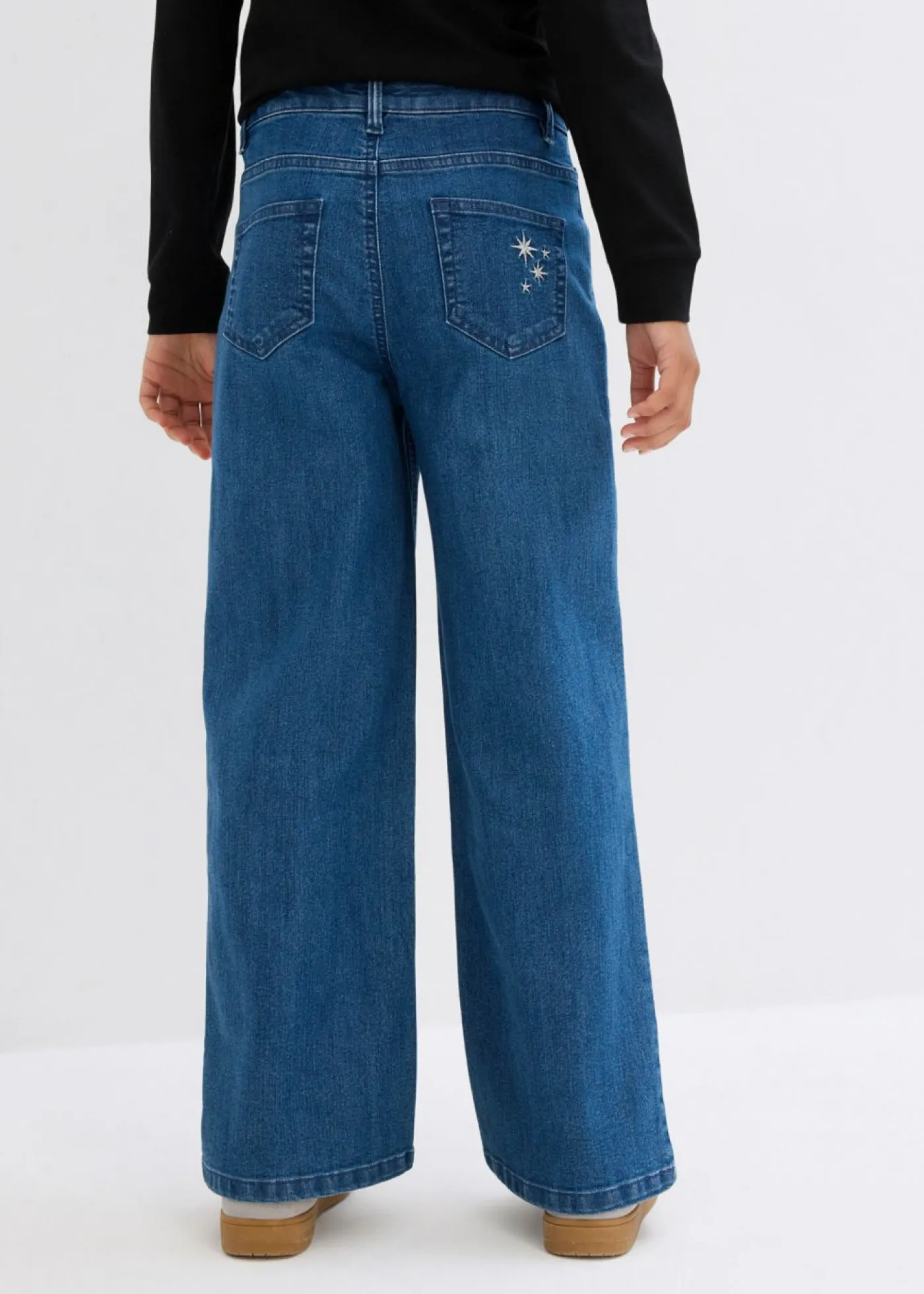 bonprix bonprix Ropa 9 A 16 Años·Jeans>Vaqueros de niña con bordado, wide leg Denim