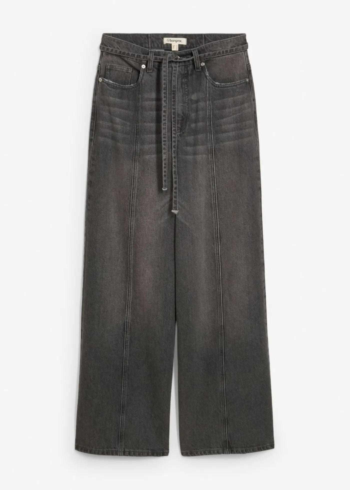 bonprix bonprix Vaqueros>Vaqueros de pernera ancha, high waist Denim gris usado