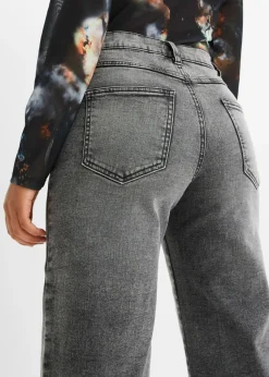 Mujer bonprix bonprix Vaqueros de pernera ancha, high waist, con tachuelas