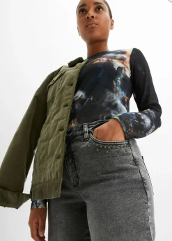 Mujer bonprix bonprix Vaqueros de pernera ancha, high waist, con tachuelas