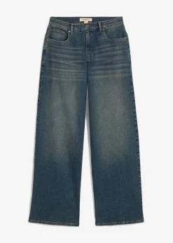 bonprix bonprix Vaqueros|Tallas Pequeñas>Vaqueros de pernera ancha, high waist Denim desgastado
