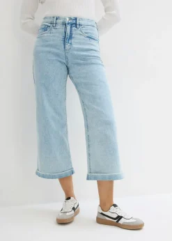 bonprix bonprix Vaqueros>Vaqueros de pernera ancha, high waist, cropped azul hielo denim usado