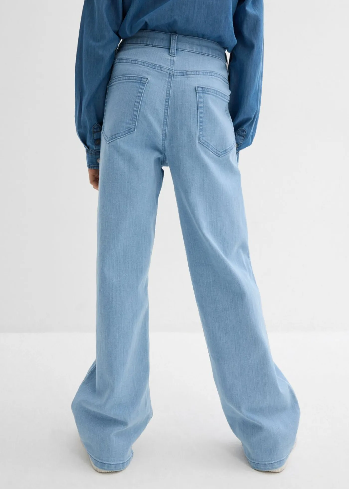 bonprix bonprix Ropa 9 A 16 Años·Jeans>Vaqueros de pernera ancha, mid waist Denim claro