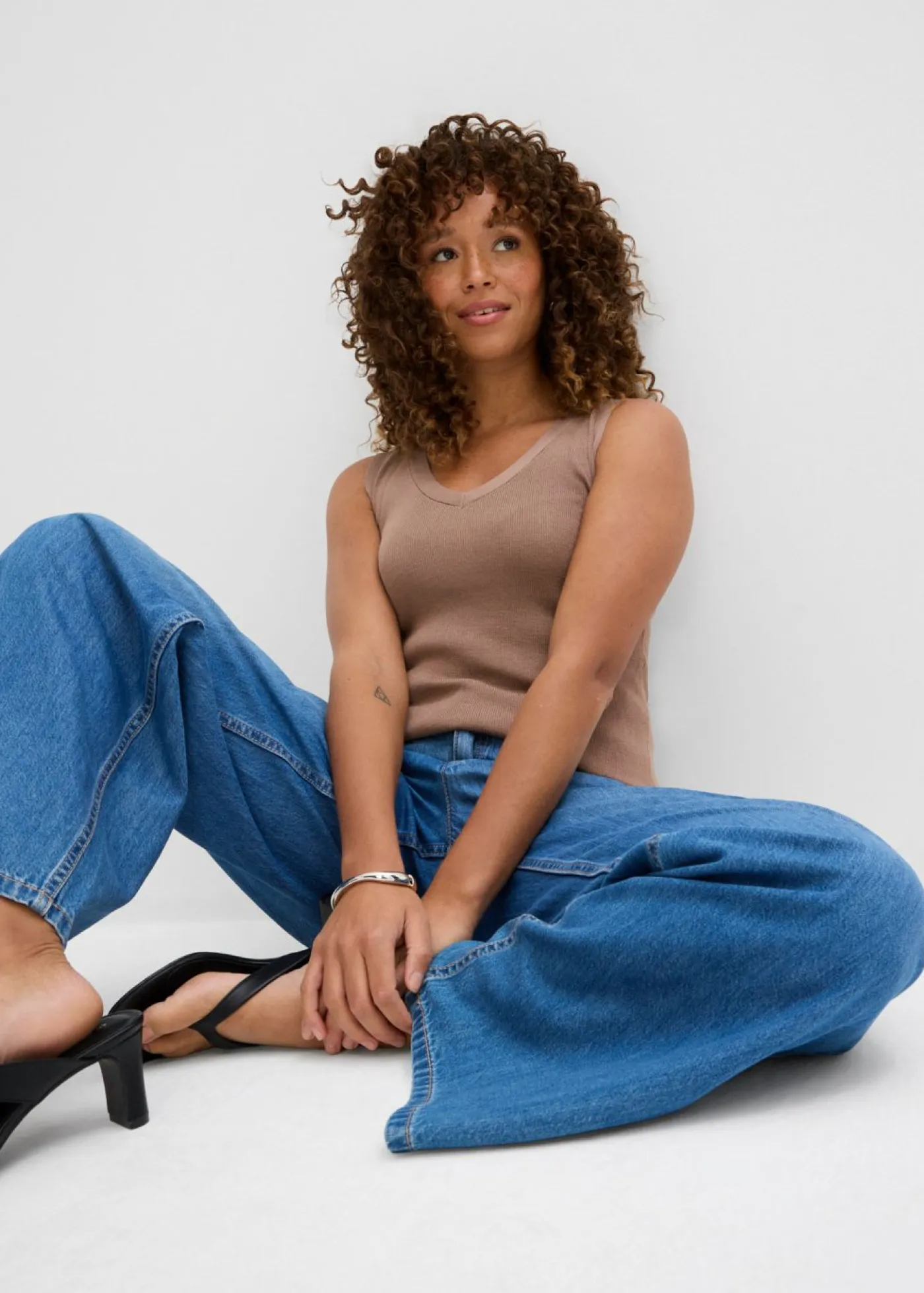 Mujer bonprix bonprix Vaqueros de pernera ancha, mid waist