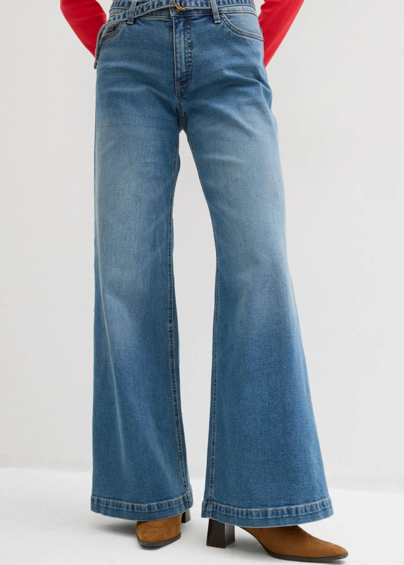 Mujer bonprix bonprix Vaqueros de pernera ancha, mid waist, largo completo