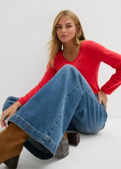 Mujer bonprix bonprix Vaqueros de pernera ancha, mid waist, largo completo