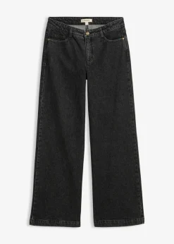 bonprix bonprix Vaqueros>Vaqueros de pernera ancha, mid waist, largo completo Denim gris oscuro desgastado