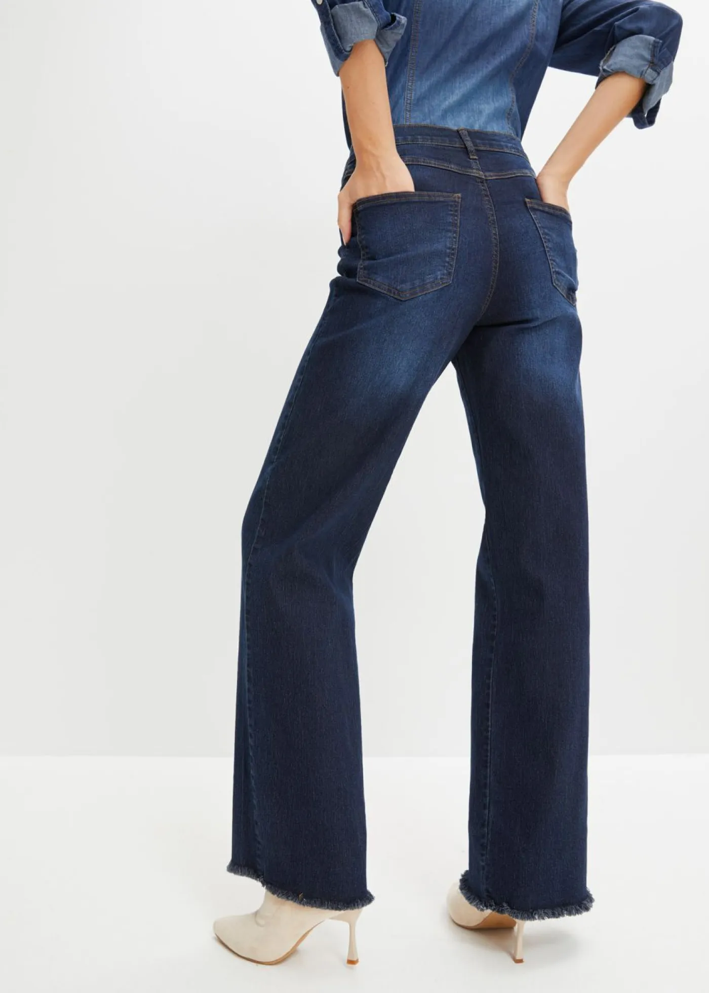 bonprix bonprix Vaqueros>Vaqueros de pernera ancha, high waist denim intenso