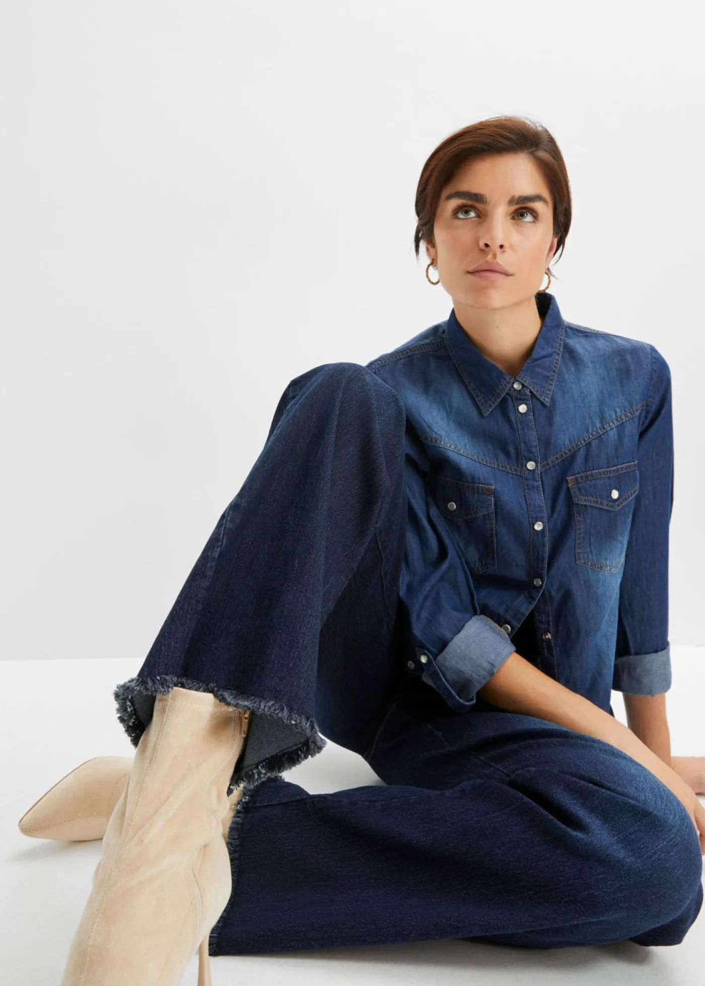 bonprix bonprix Vaqueros>Vaqueros de pernera ancha, high waist denim intenso