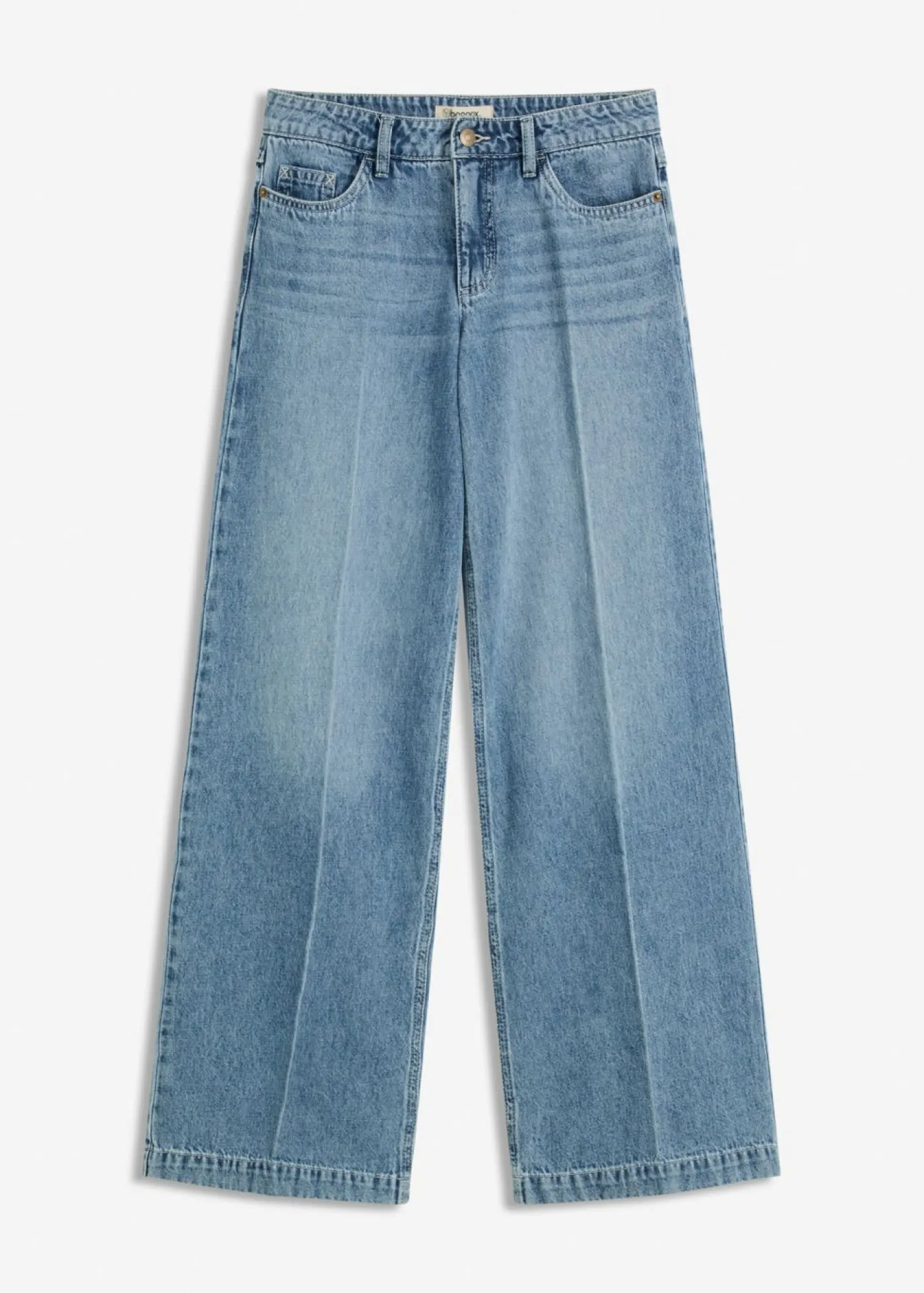 Mujer bonprix bonprix Vaqueros de pernera ancha, mid waist, largo completo y low stretch