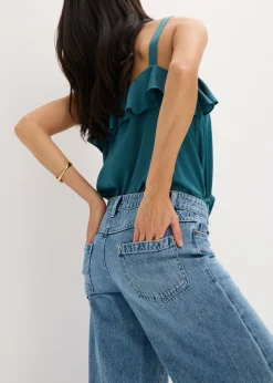 Mujer bonprix bonprix Vaqueros de pernera ancha, mid waist, largo completo y low stretch
