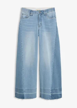 bonprix bonprix Tallas Pequeñas|Novedades>Vaqueros de pernera ancha, mid waist azul hielo denim usado