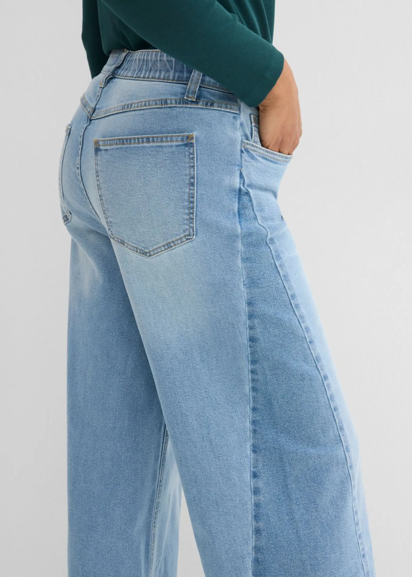 bonprix bonprix Tallas Pequeñas|Novedades>Vaqueros de pernera ancha, mid waist azul hielo denim usado