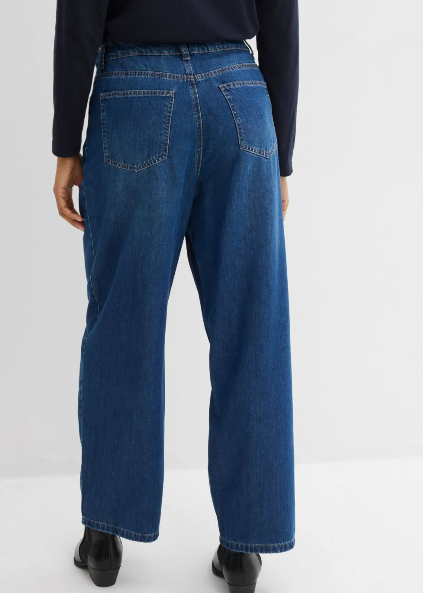 bonprix bonprix Vaqueros>Vaqueros de pernera ancha, high waist Azul piedra usado