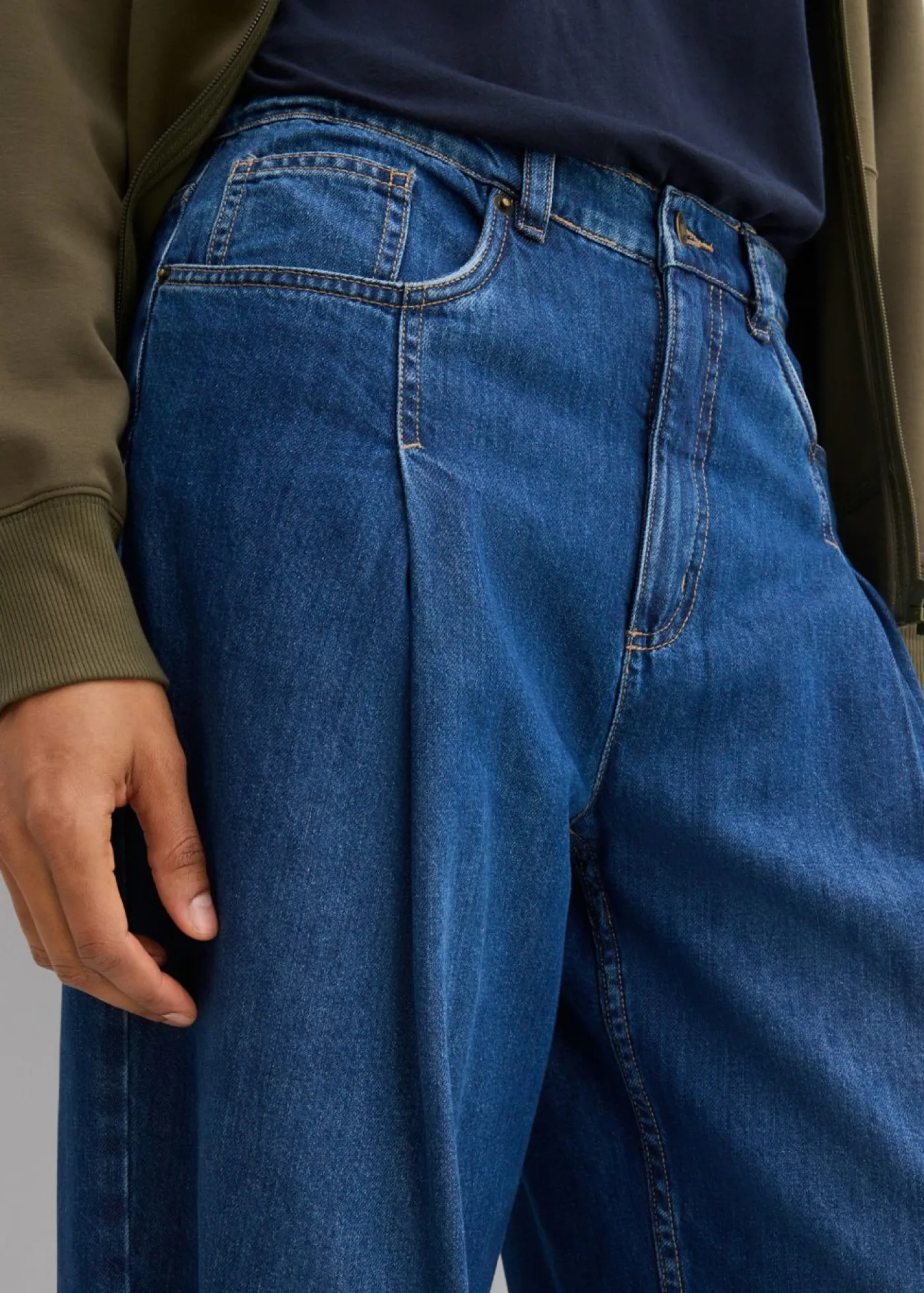 bonprix bonprix Vaqueros>Vaqueros de pernera ancha, high waist Azul piedra usado