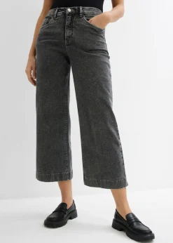 Mujer bonprix bonprix Vaqueros de pernera ancha, high waist, cropped