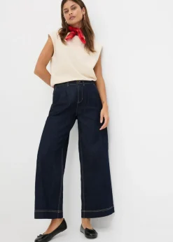 Mujer bonprix bonprix Vaqueros de pernera ancha, high waist, cintura cómoda