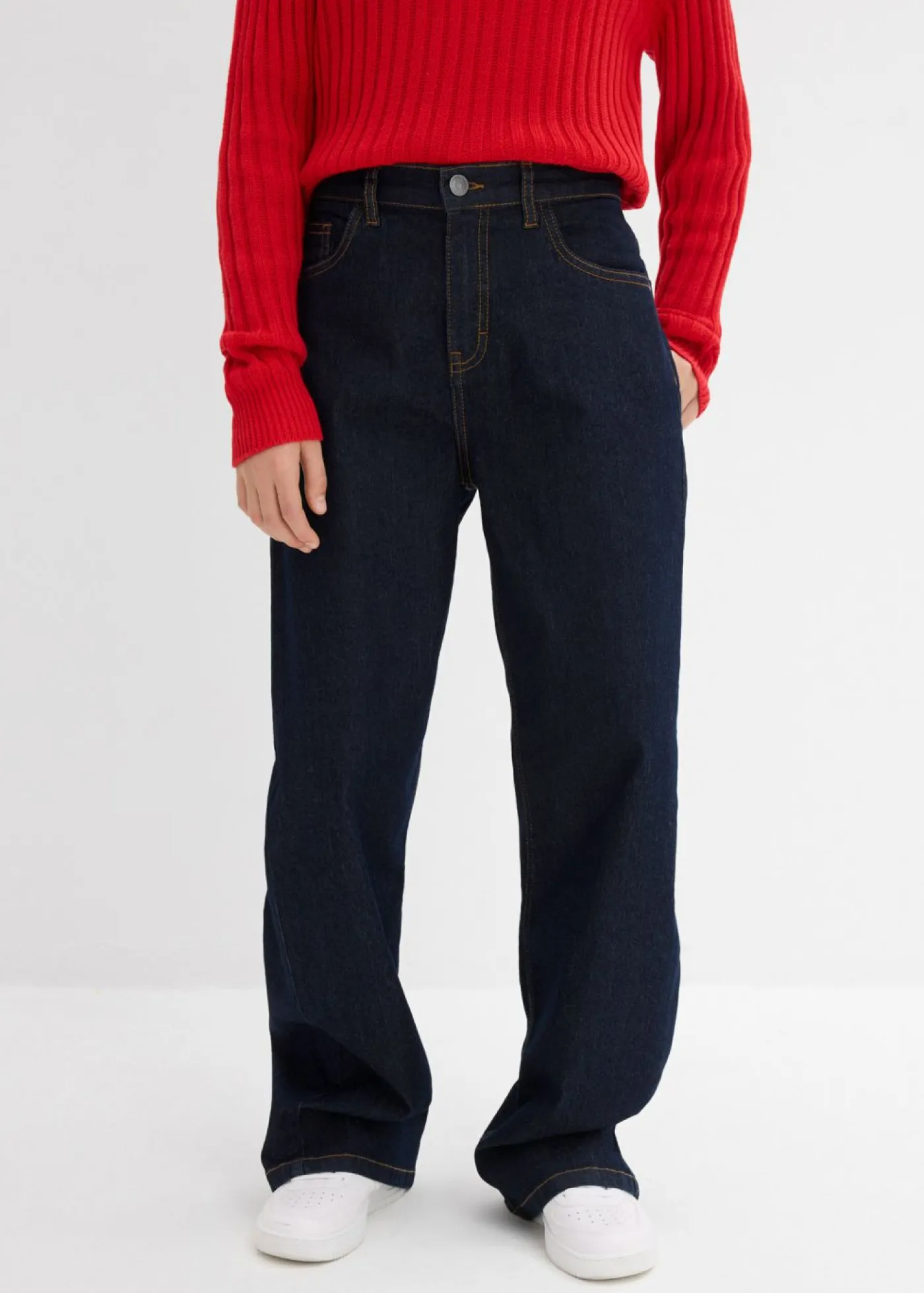 bonprix bonprix Ropa 9 A 16 Años·Jeans>Vaqueros de pernera ancha, mid waist denim intenso