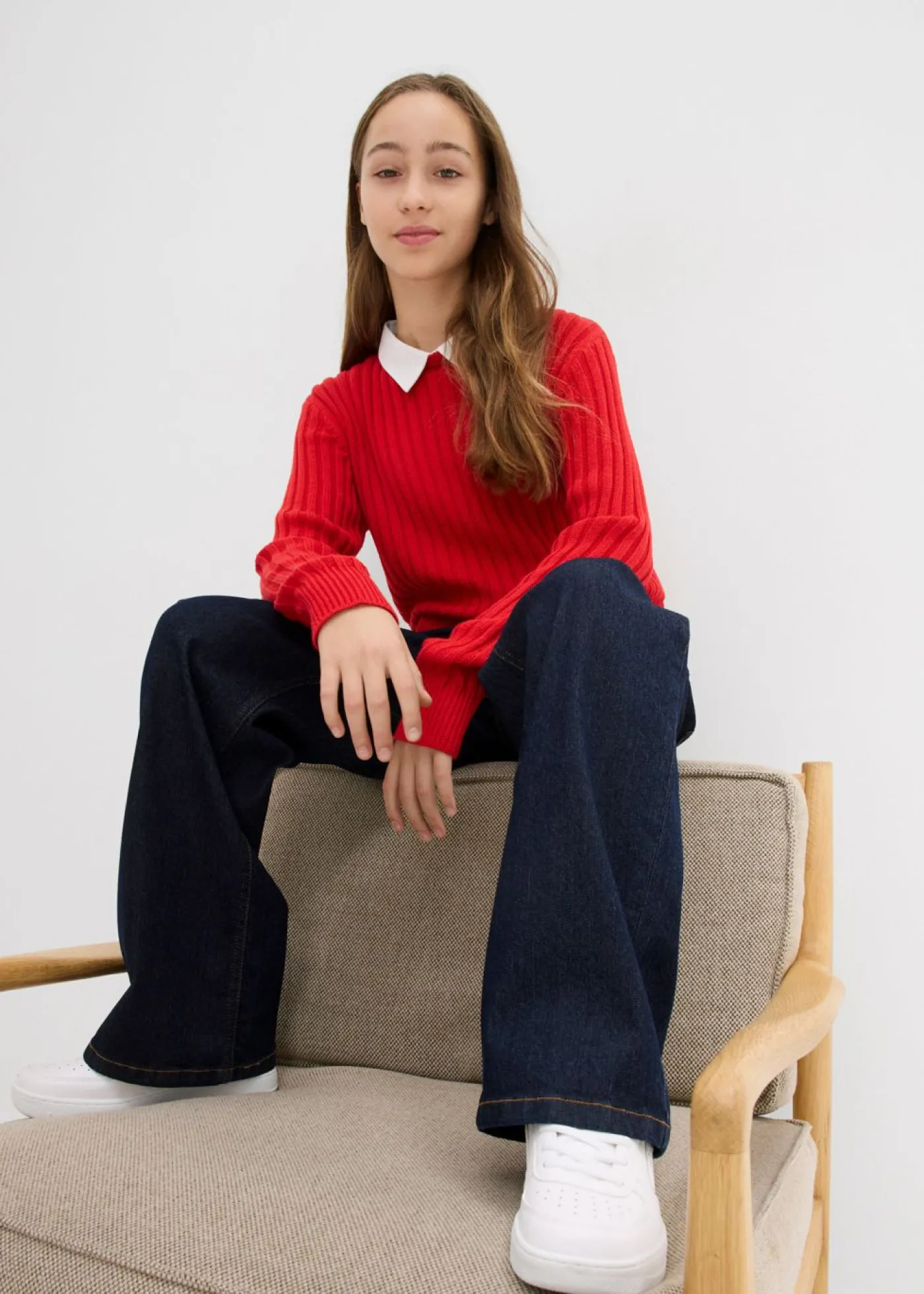 bonprix bonprix Ropa 9 A 16 Años·Jeans>Vaqueros de pernera ancha, mid waist denim intenso