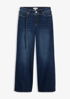 bonprix bonprix Tallas Pequeñas>Vaqueros de pernera ancha, mid waist azul oscuro denim usado